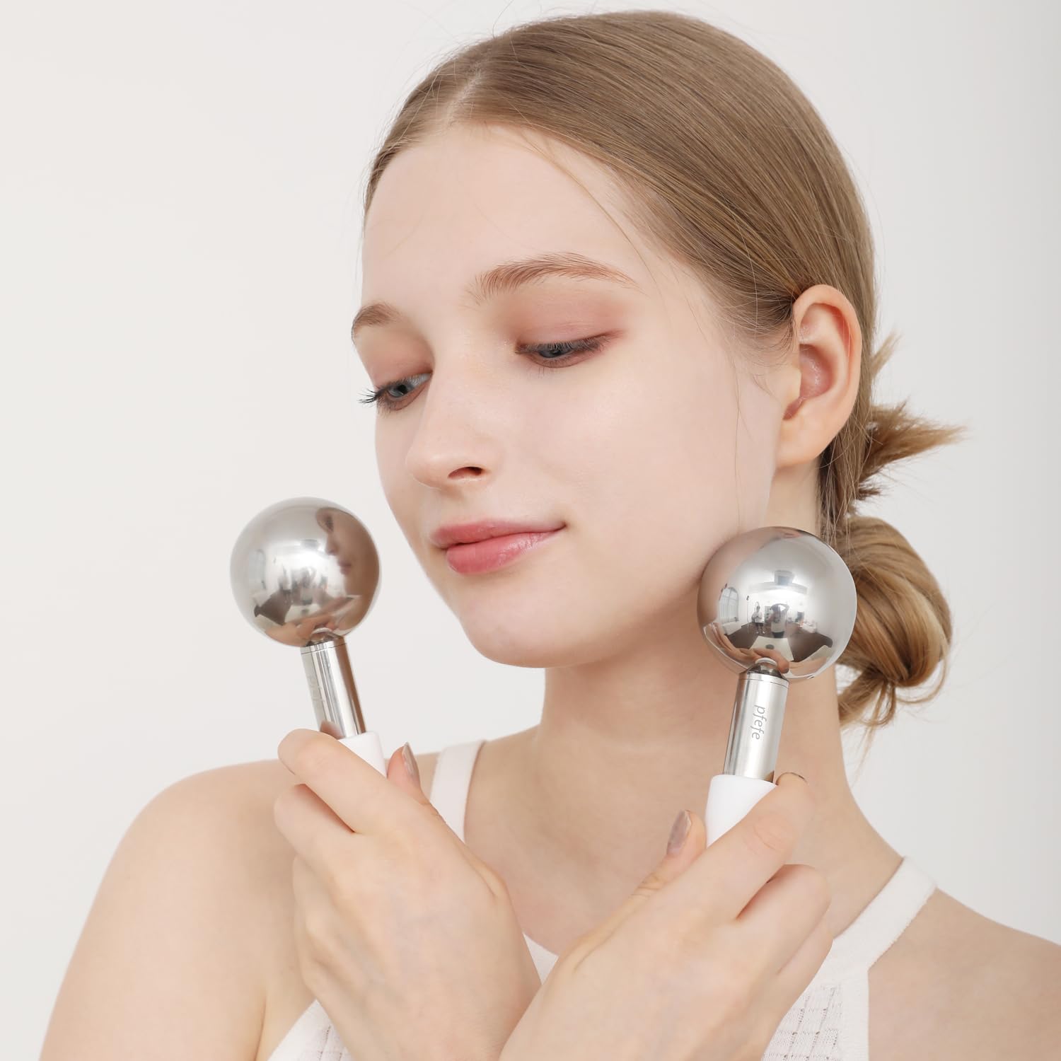 Globos de hielo giratorios de 360 grados para cara y ojos, varillas de acero inoxidable irrompibles para rutinas de belleza, tratamientos faciales