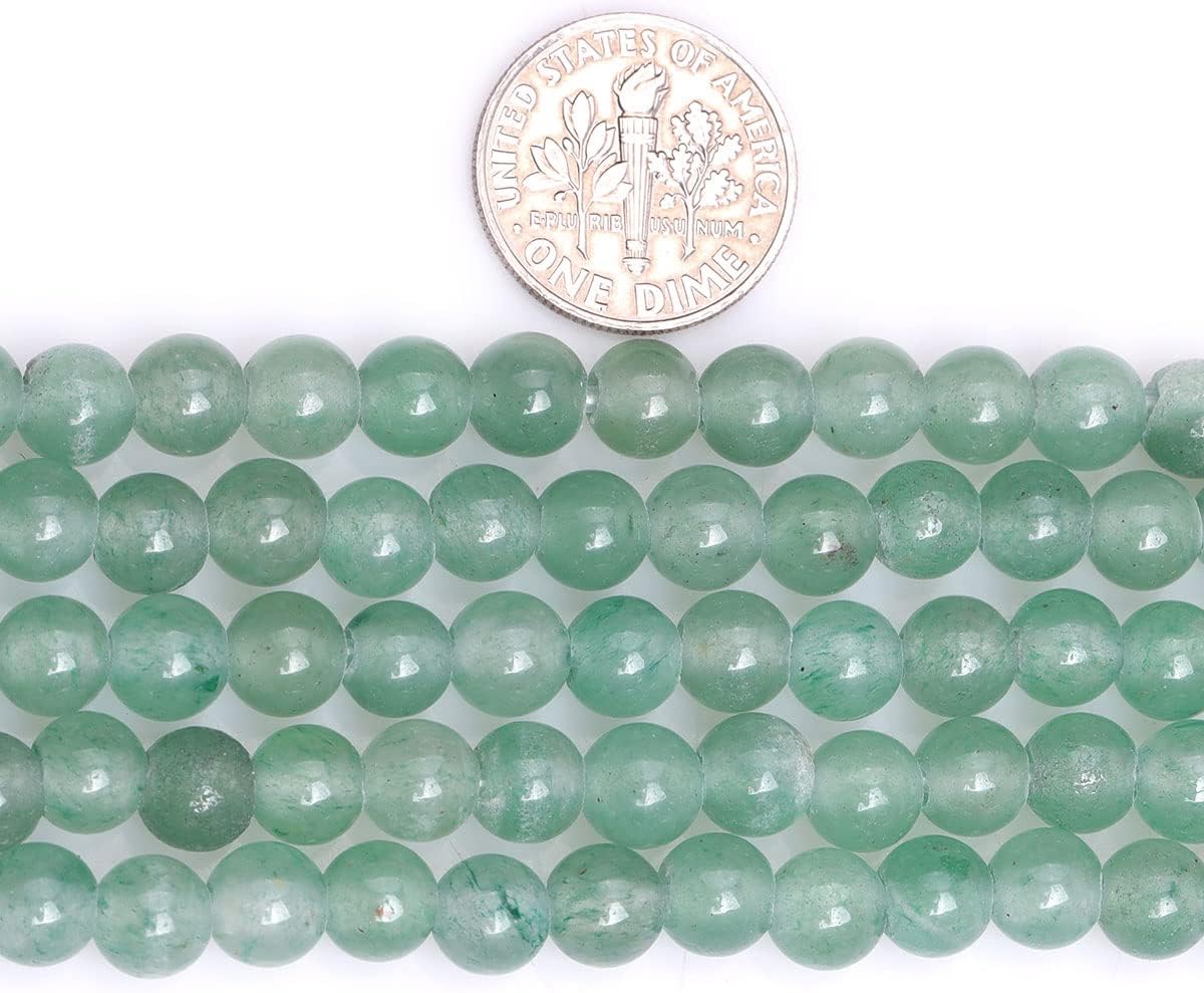 JOE FOREMAN Cuentas sueltas semipreciosas redondas de jade de aventurina verde de 0.079 in con agujero grande de 0.236 in para hacer joyas, hebras