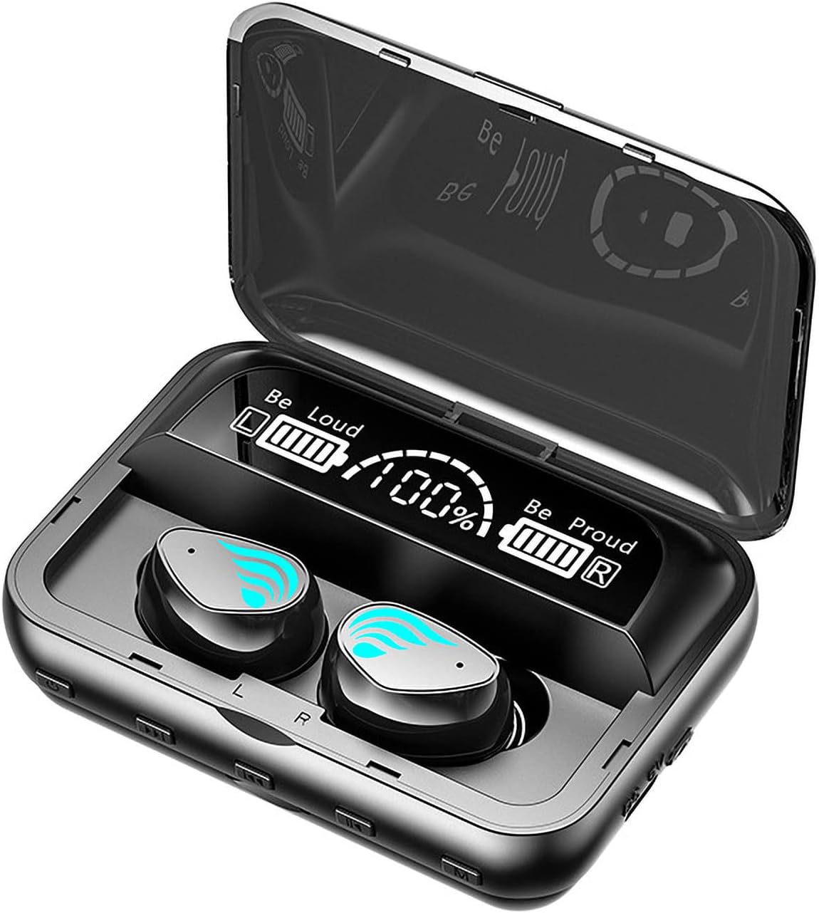 OAVQHLG3B Auriculares inalámbricos Bluetooth Auriculares Bluetooth inalámbricos Bluetooth con tarjeta micro SD enchufable con linterna MP3 tocando