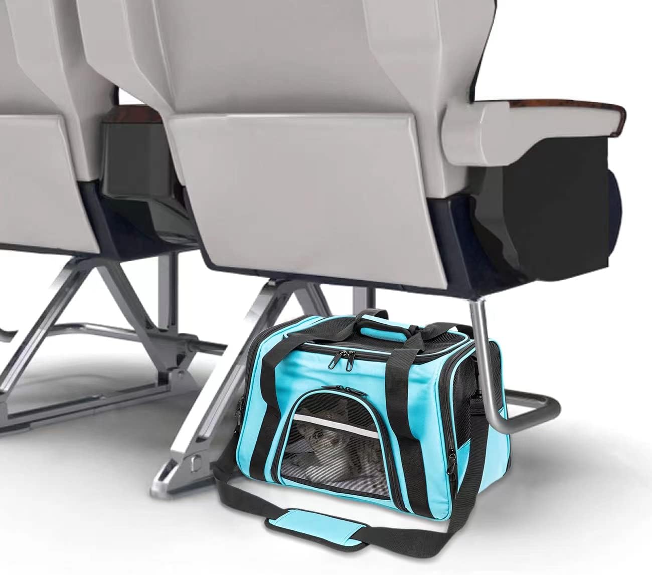 Transportador de mascotas, transportador de perros y gatos aprobado por aerolíneas, plegable de lados suaves, aprobado por la TSA para gatos