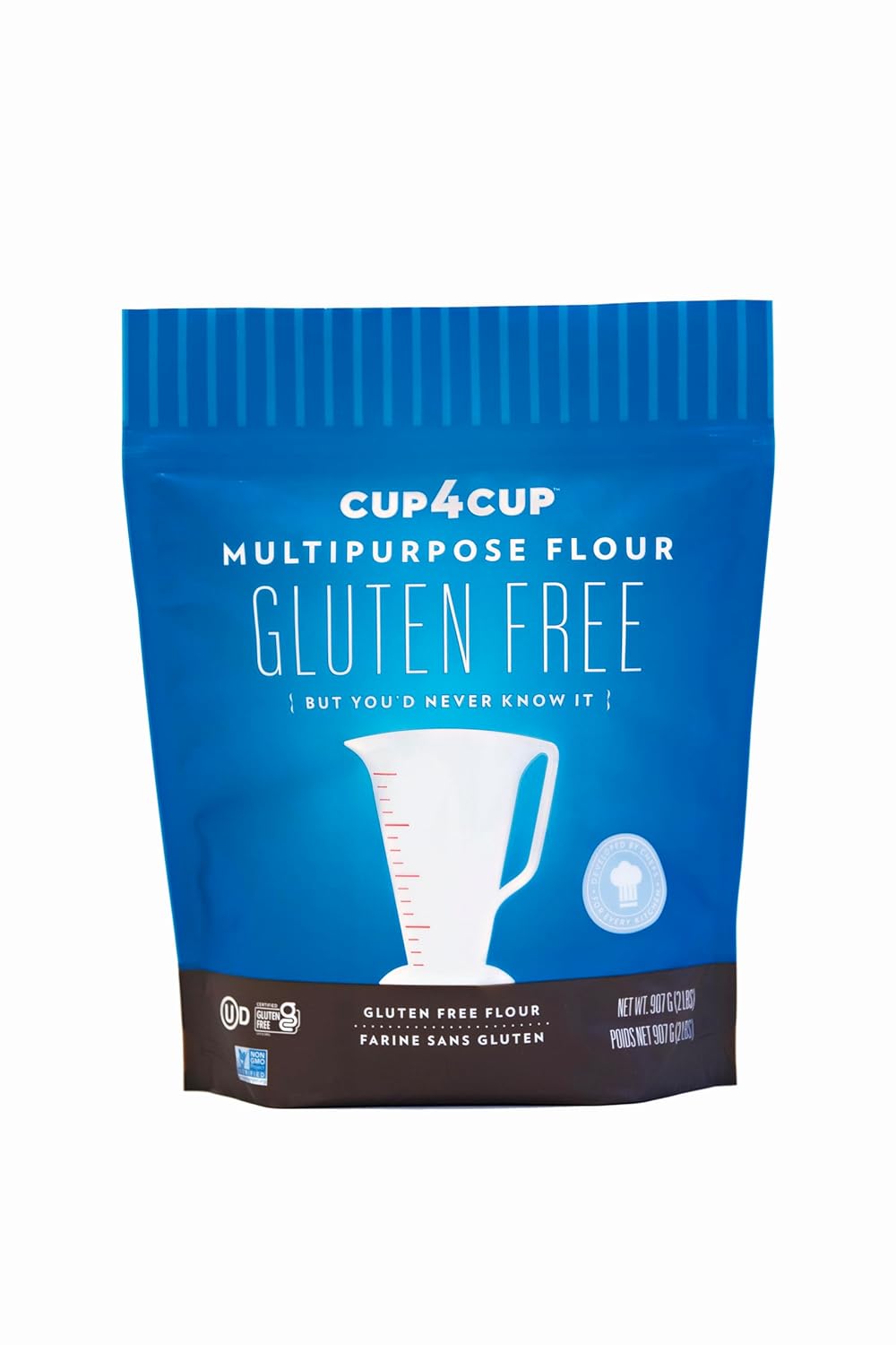 Cup4Cup Harina multiusos, 2 libras, harina certificada sin gluten, sustitución de harina multiusos 11, sin OMG, Kosher, fabricada en los Estados