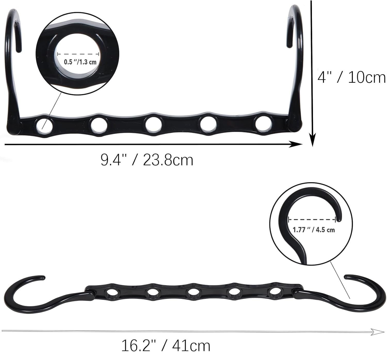 Magic Hanger – Paquete de 12 perchas multifuncionales para armario, organizador y almacenamiento, 5 agujeros, ahorro de espacio, apilador para