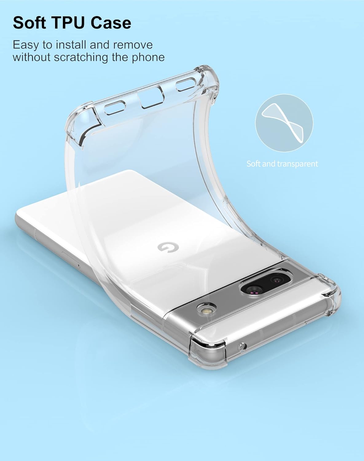 Foluu Funda para Google Pixel 7a, Pixel 7a, transparente, esquinas reforzadas resistentes a los arañazos, goma de poliuretano termoplástico, funda