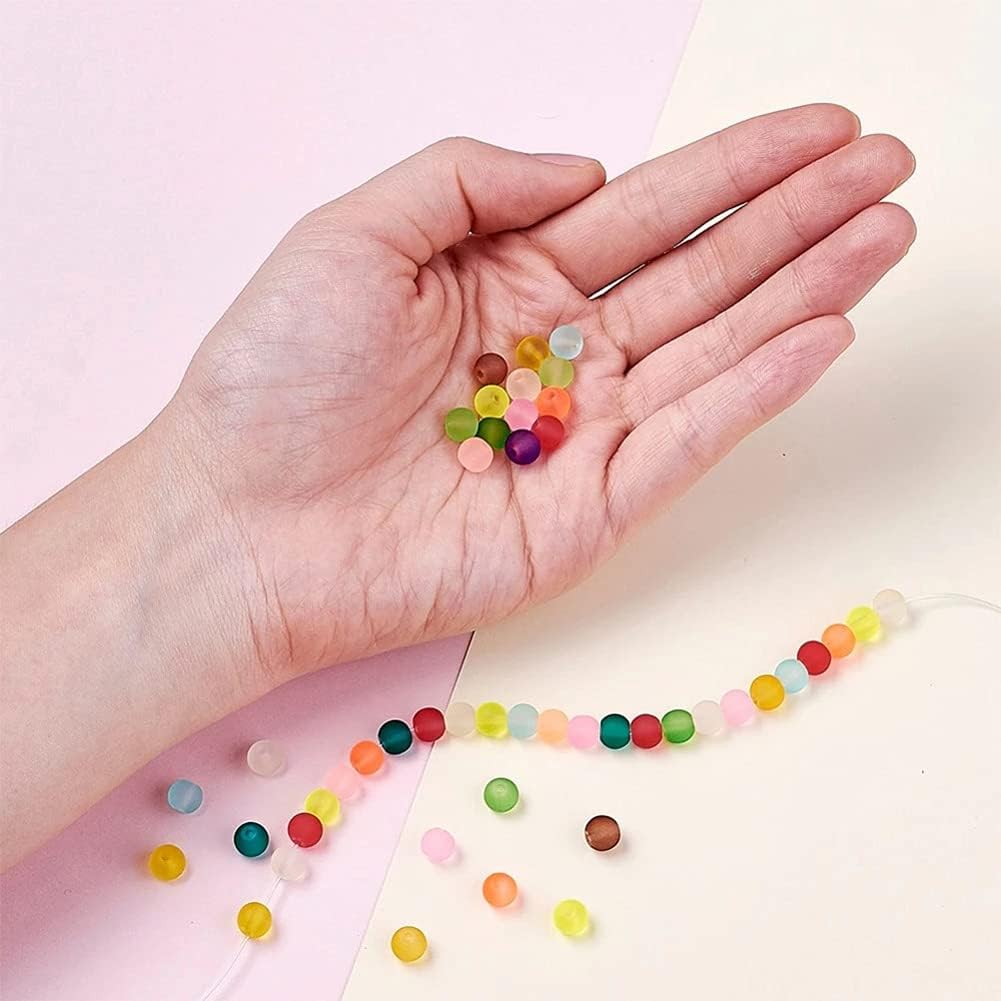 500 cuentas espaciadoras redondas de vidrio esmerilado de 0.236 pulgadas (0.236 in), mini cuentas sueltas para collares, pulseras, joyería,
