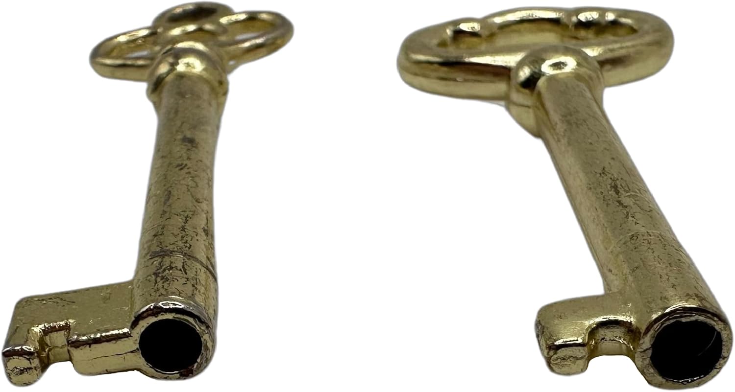 Llaves de esqueleto de latón reemplazo universal de llave de barril para muebles y cerraduras vintage  Juego de 2 (latón)