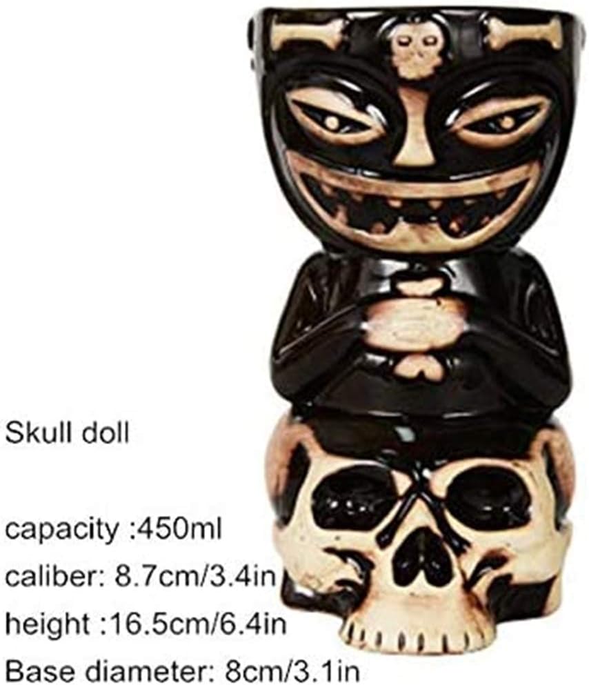 Tazas de cóctel Tiki (15.2 fl oz), taza Tiki de cerámica para copas de cóctel exóticas, Tiki Bar profesional hawaiano fiesta barware  Gran idea de