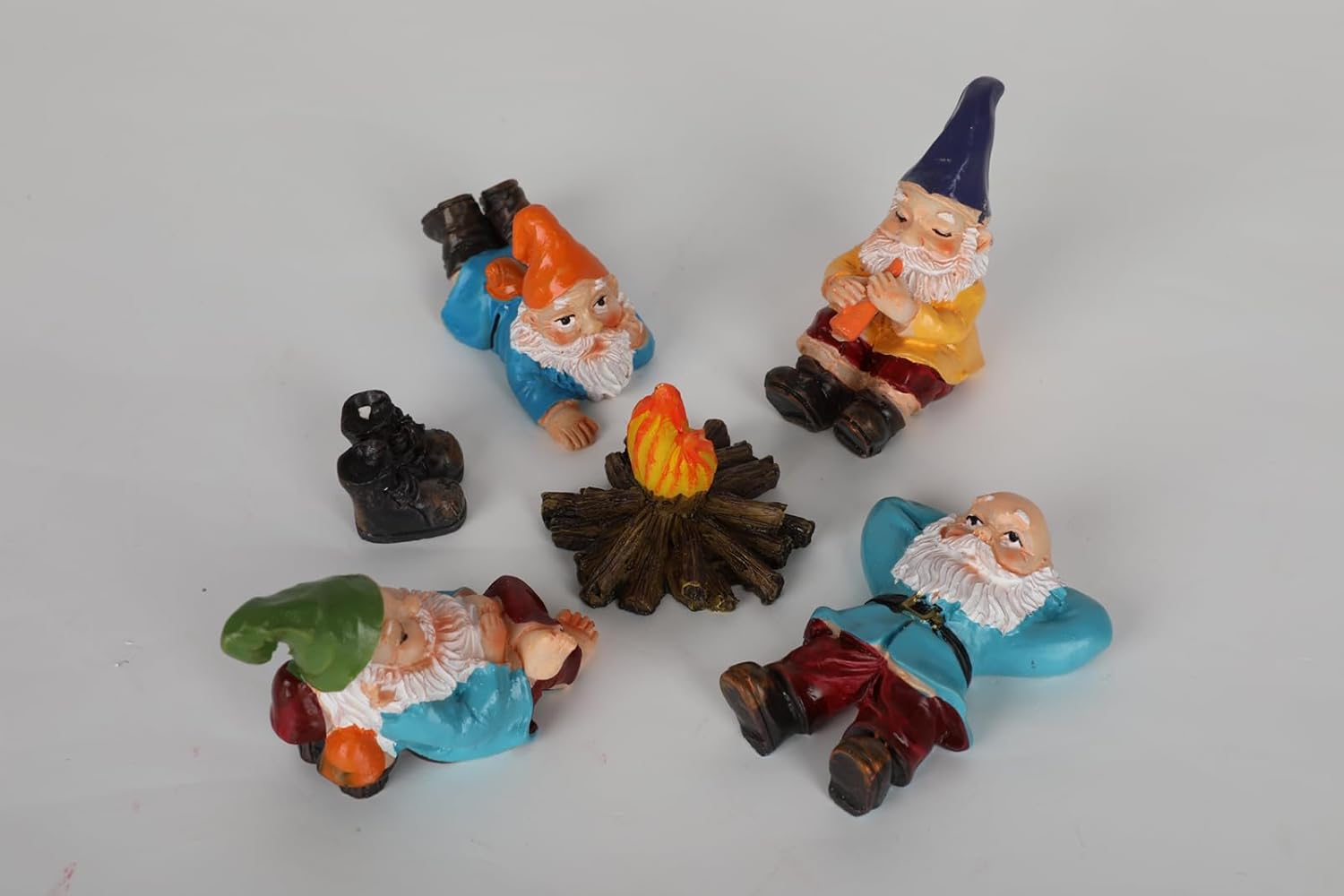 Mini gnomos de jardín, 6 piezas de gnomos de campamento para exteriores, esculturas y estatuas de jardín enano para interiores y exteriores, patio,