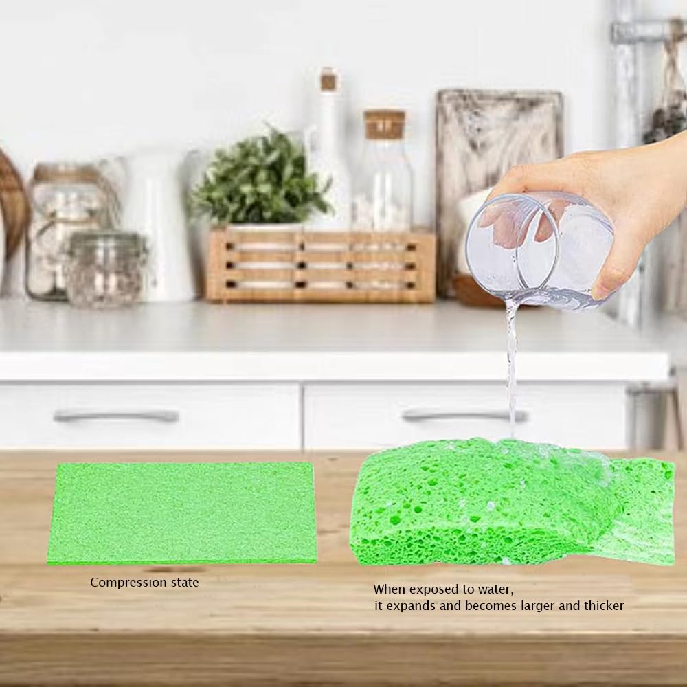 Esponjas de celulosa, esponja de cocina resistente, esponjas de celulosa comprimida para cocina, limpia los desastres difíciles sin rayar esponjas