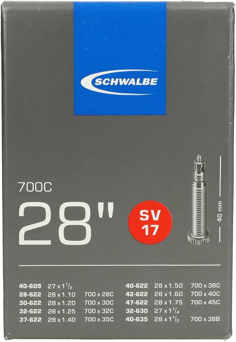 SCHWALBE Tubo de bicicleta con válvula Presta de 1.575 in, 28 x 1-1.75 pulgadas