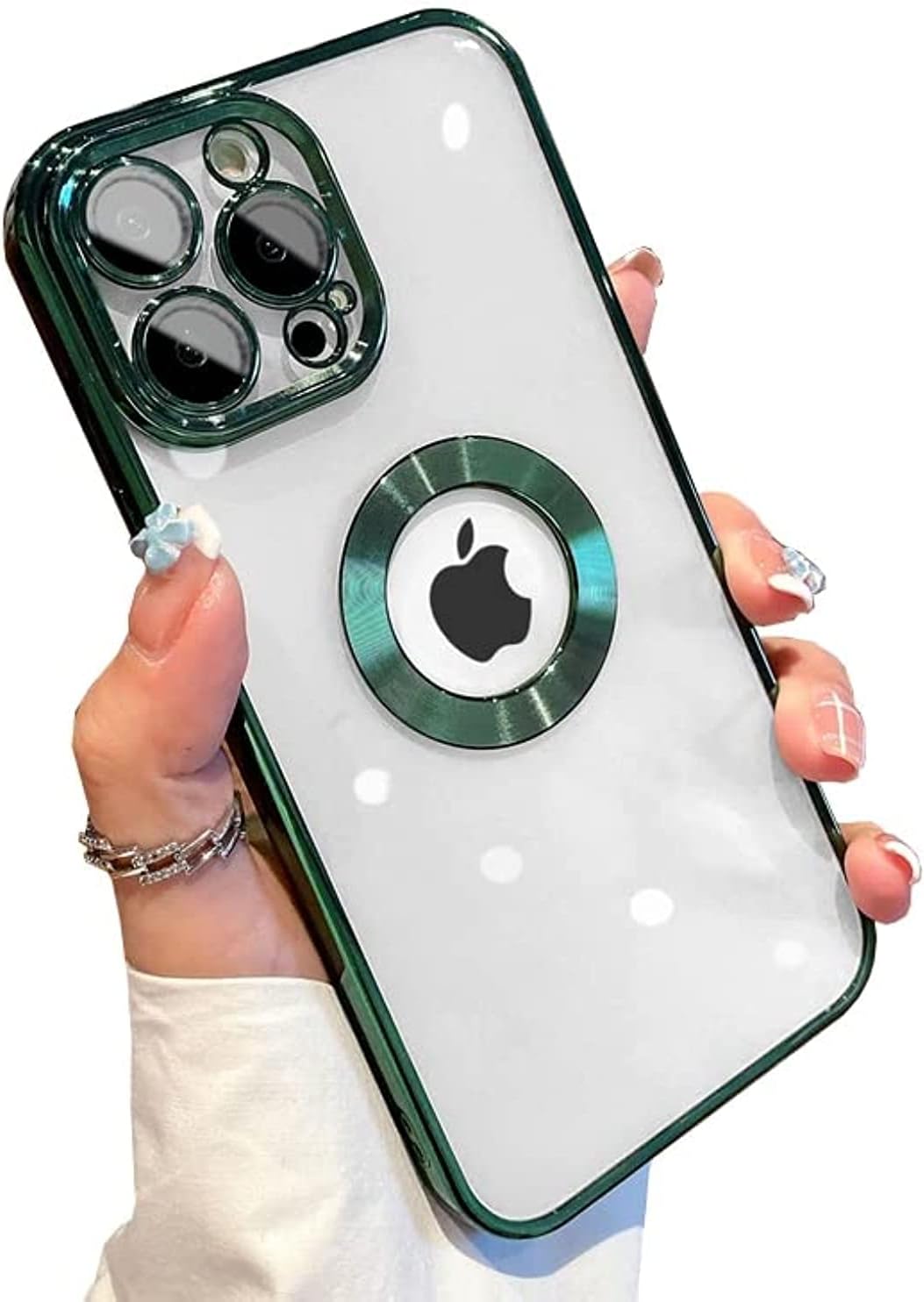 Funda para iPhone 13 Pro con protector de lente de cámara, vista de logotipo para mujeres y hombres, chapado suave, transparente, delgada,
