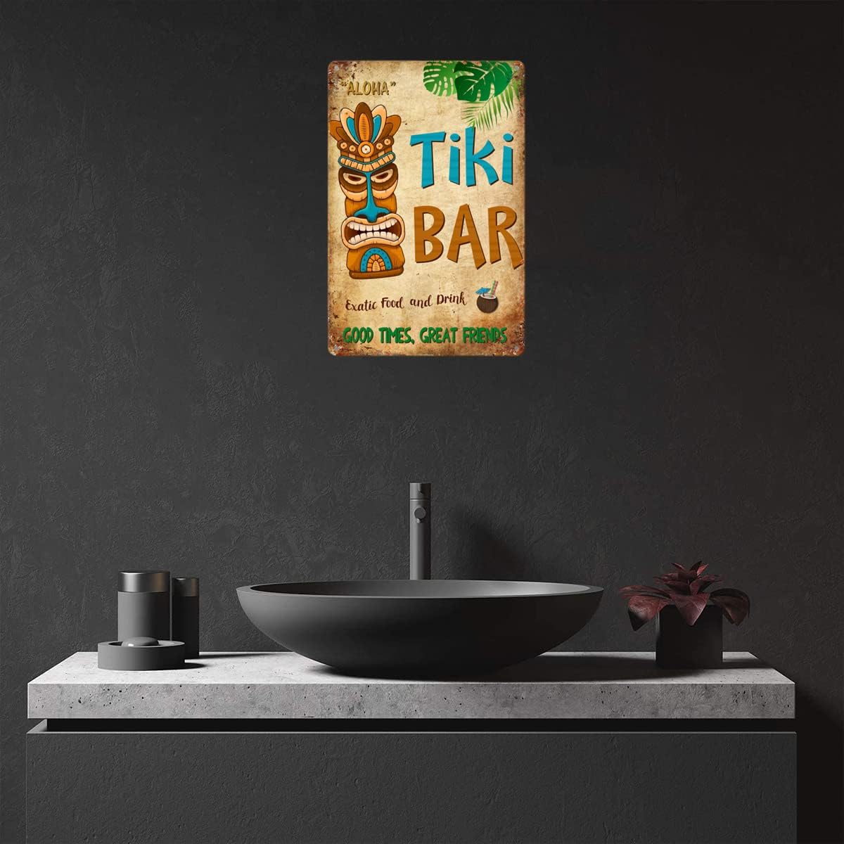 Tiki Bar Tin Signs Aloha Hawaii Good Times Great Friends – Letrero de metal vintage, decoración de pared para bares, restaurantes, cafeterías, pubs