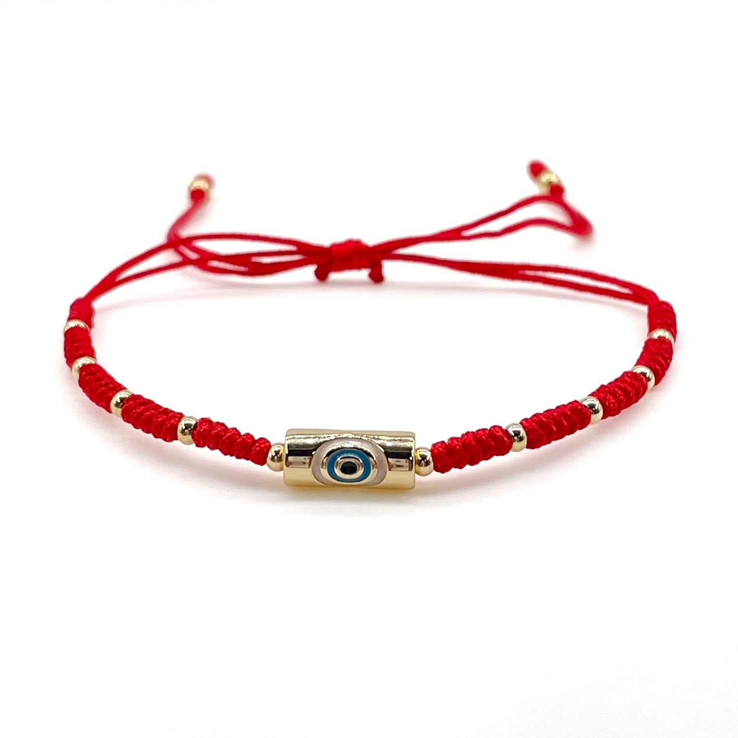 CRUZONE Red Nylon Evil Eye Bracelet for Women – Adjustable, Handmade & Woven with Good Luck Protection Charm (Red)