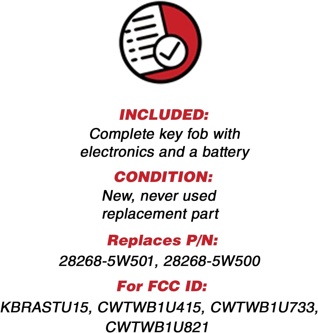KeylessOption Reemplazo de llavero de coche con control remoto de entrada sin llave para KBRASTU15, CWTWB1U733-Rojo (paquete de 2)