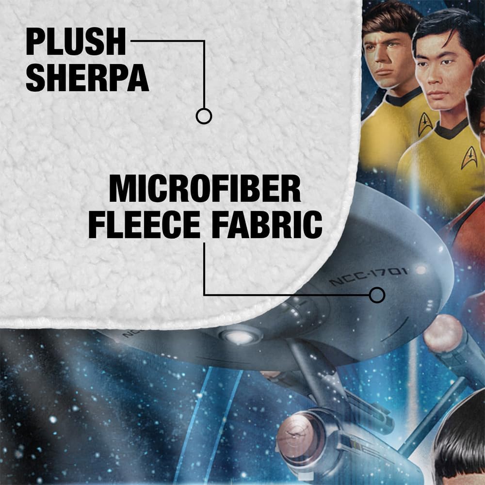 Star Trek – Manta de 50 x 60 pulgadas, manta de sherpa de tacto sedoso de Among The Stars, manta supersuave