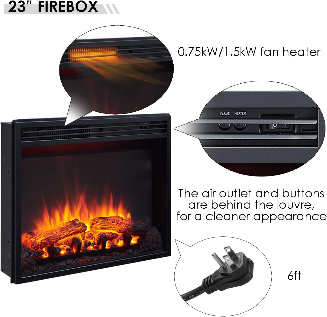 LegendFlame Suite Chimenea Alton, mantel envolvente de 43 pulgadas, roble espresso con acabado de mármol gris claro, con inserto de chimenea