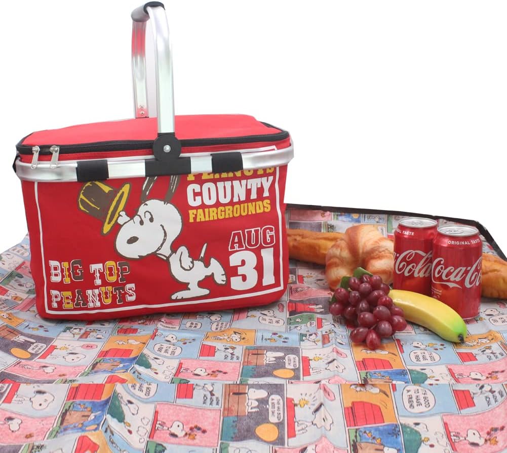 Finex Red Peants – Juego de pícnic, cesta de picnic plegable + tapete reutilizable para manta para camping, senderismo, conciertos al aire libre,