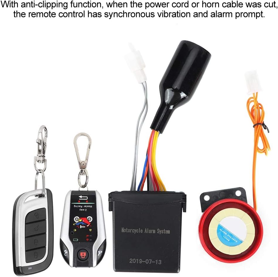 Sistema de alarma de motocicleta antirrobo, bocina de alarma remota de 2 vías, sistema de seguridad impermeable con función de arranque del motor