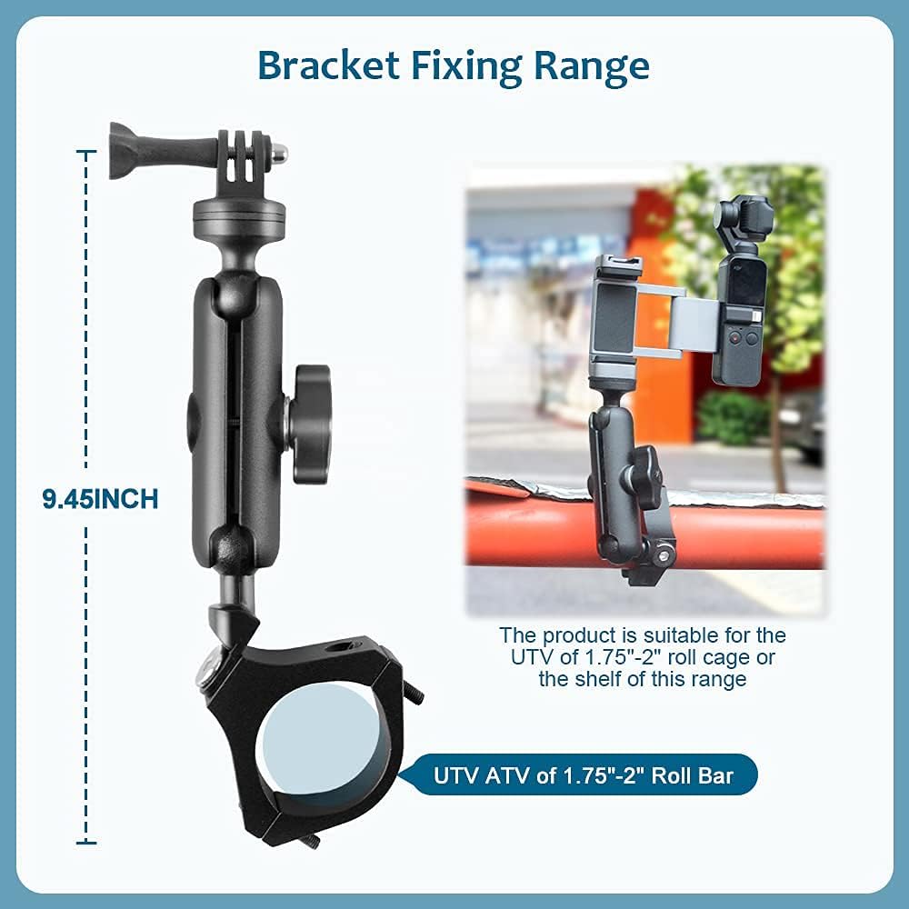 Soporte de montaje de cámara UTV ATV 360  GoPro Roll Bar Mount Accesorios de cámaras de acción accesorio para barra de rollo y tubo de 1.75″-2″