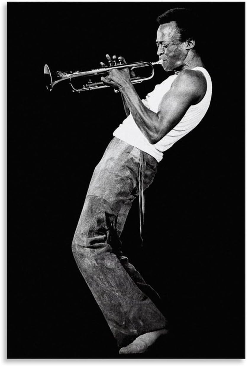 RJETZMU Miles Davis – Póster artístico, pintura artística para pared, lienzo para decoración de dormitorio, 12 x 18 pulgadas (11.8 x 17.7 in),