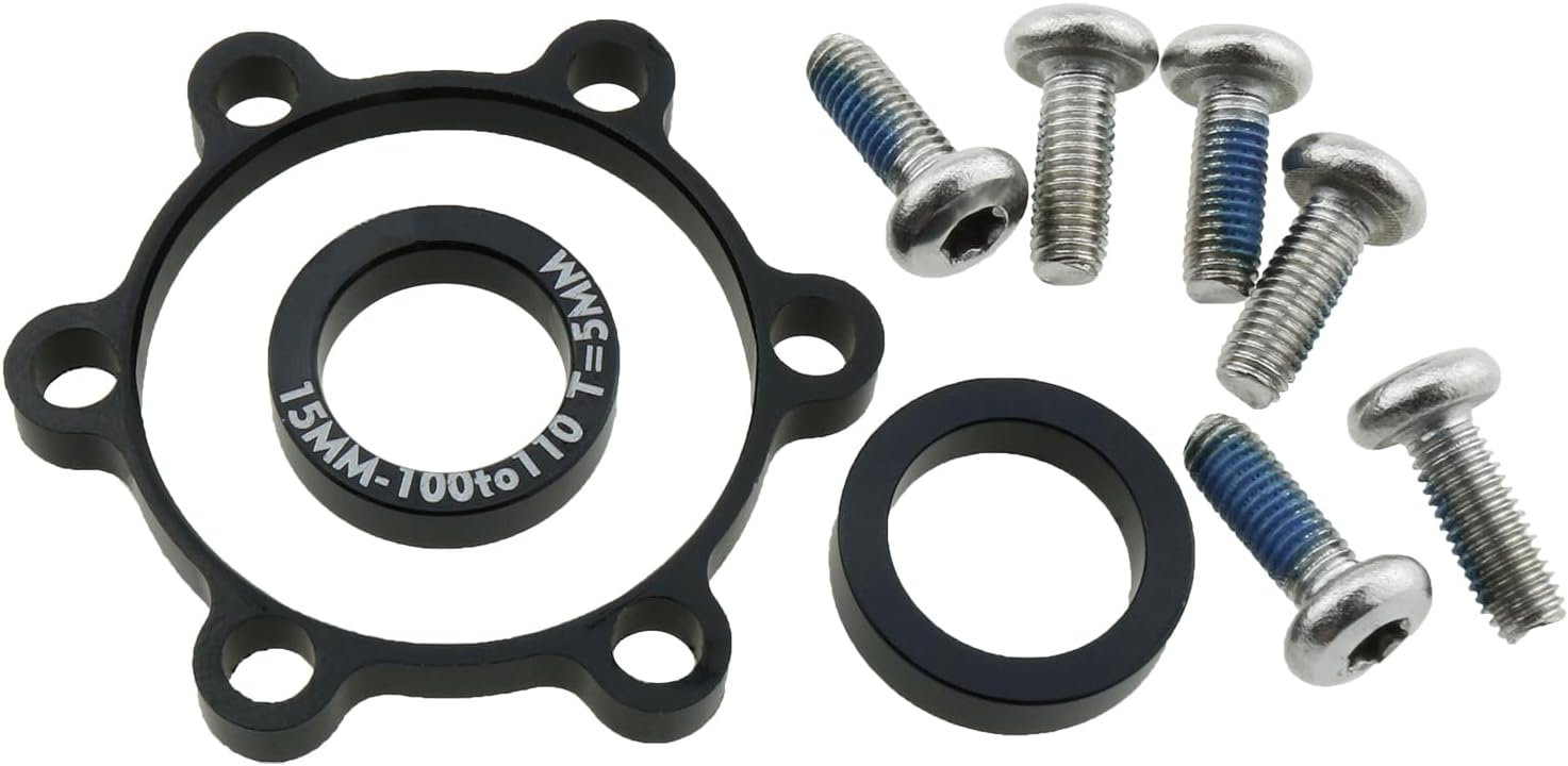 Adaptador de conversión de cubo de impulso delantero negro para bicicleta trasera, 0.591 in x 3.937 in a 4.331 in