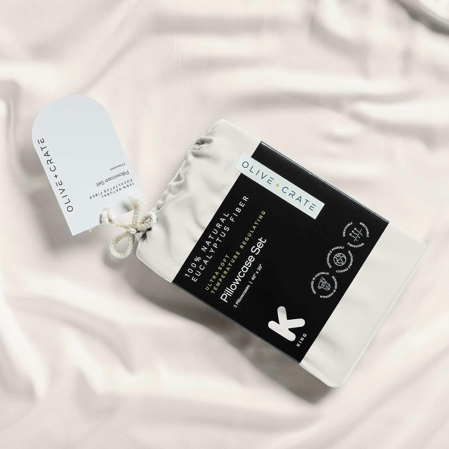 Olive + Crate Tencel – Fundas de almohada refrescantes de eucalipto para personas que duermen con calor, absorben la humedad, regulan la
