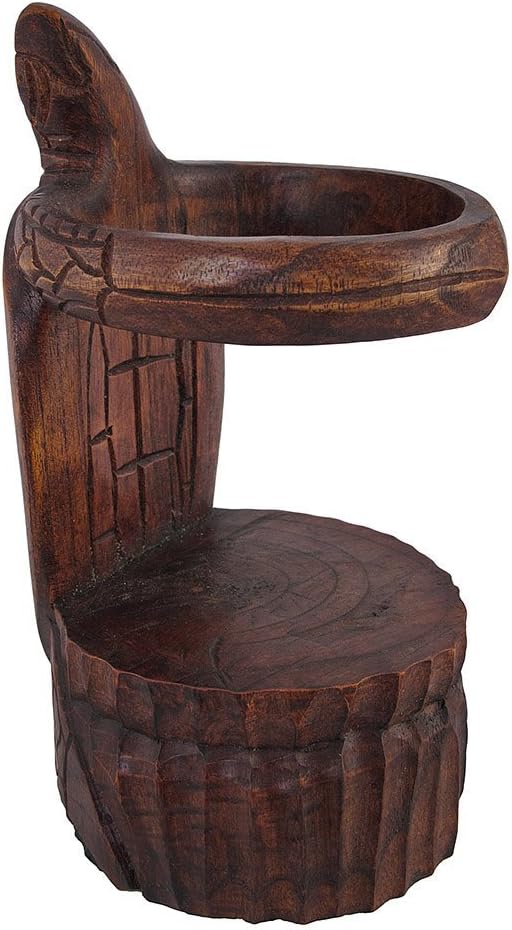OMA Soporte para botella de vino de tortuga tallada en madera maciza Decoración de tortuga marina
