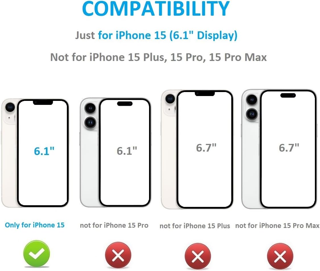 Funda tipo cartera compatible con iPhone 15 con soporte para tarjetas, funda de piel sintética con ranuras para tarjetas, doble cierre magnético y