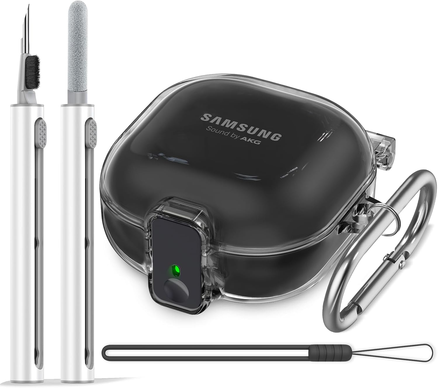 Con bloqueo de seguridad Funda transparente para Samsung Galaxy Buds 2 ProGalaxy Buds 2Galaxy Buds ProGalaxy Buds Live, accesorios con kit de
