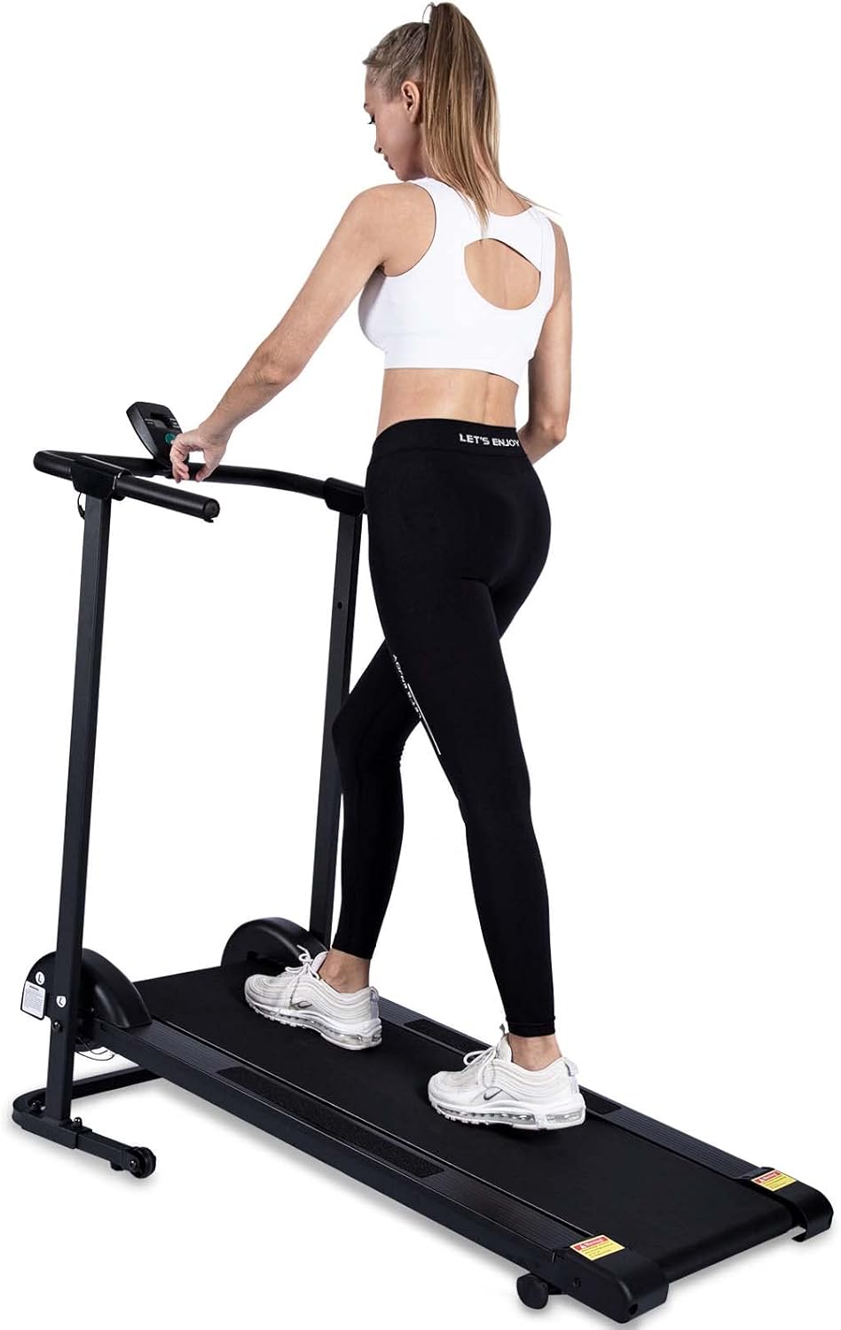 Caminadora manual plegable con inclinación de 10, pequeña cinta de correr no eléctrica, máquina de ejercicios de entrenamiento para apartamento en
