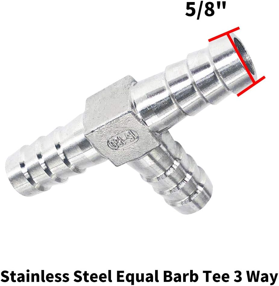 ANPTGHT Manguera en T de 58 pulgadas, acero inoxidable, igual a Barb, divisor de 3 vías en forma de T, adaptador de conector de unión para