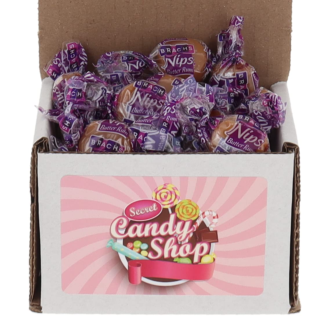 SECRET CANDY SHOP Nips – Caramelos duros a granel en caja (mantequilla, paquete de 25)