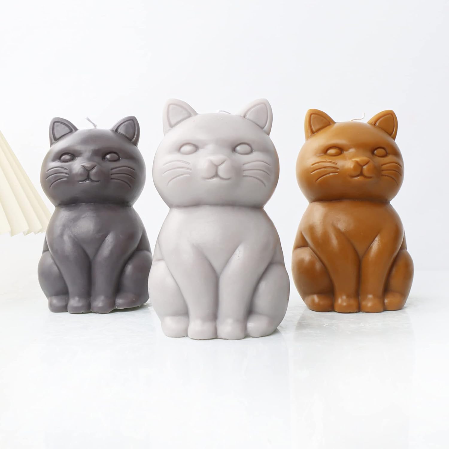 Molde de vela 3D para gatos, molde de fundición de resina animal de silicona, molde de silicona para gatos gordos para chocolate, fondant, jabón,