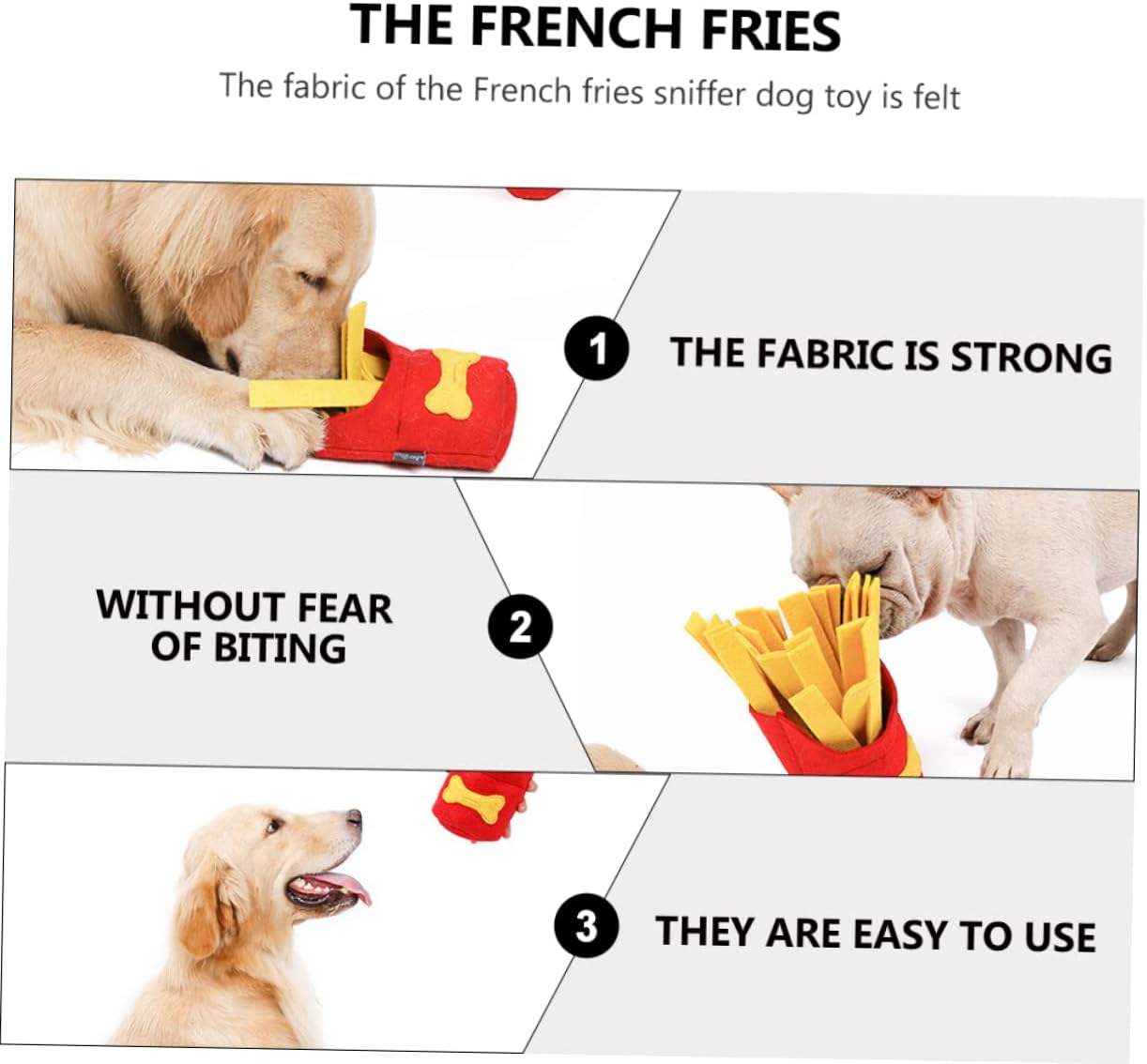 balacoo Juego de comida interactiva en forma de felpa masticable chirriante papas fritas juguetes habilidades ocultar forraje lento para cachorros,