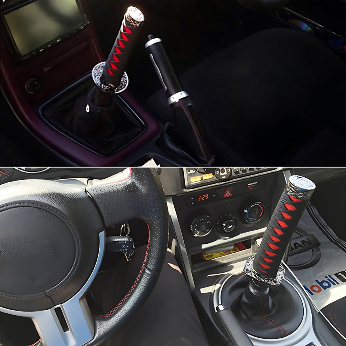 zipelo Samurai – Pomo de palanca de cambios corta de 6 pulgadas con 4 adaptadores, palanca de cambios Samurai para transmisión manual, la mayoría de