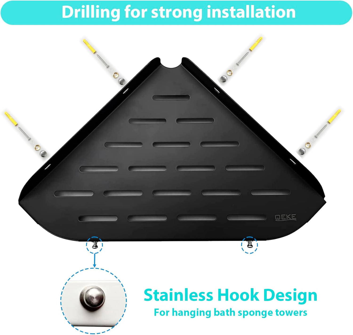Estante esquinero para baño, estante de ducha de 9 pulgadas, estante de acero inoxidable SUS304 para montaje en pared, estante de esquina con 2