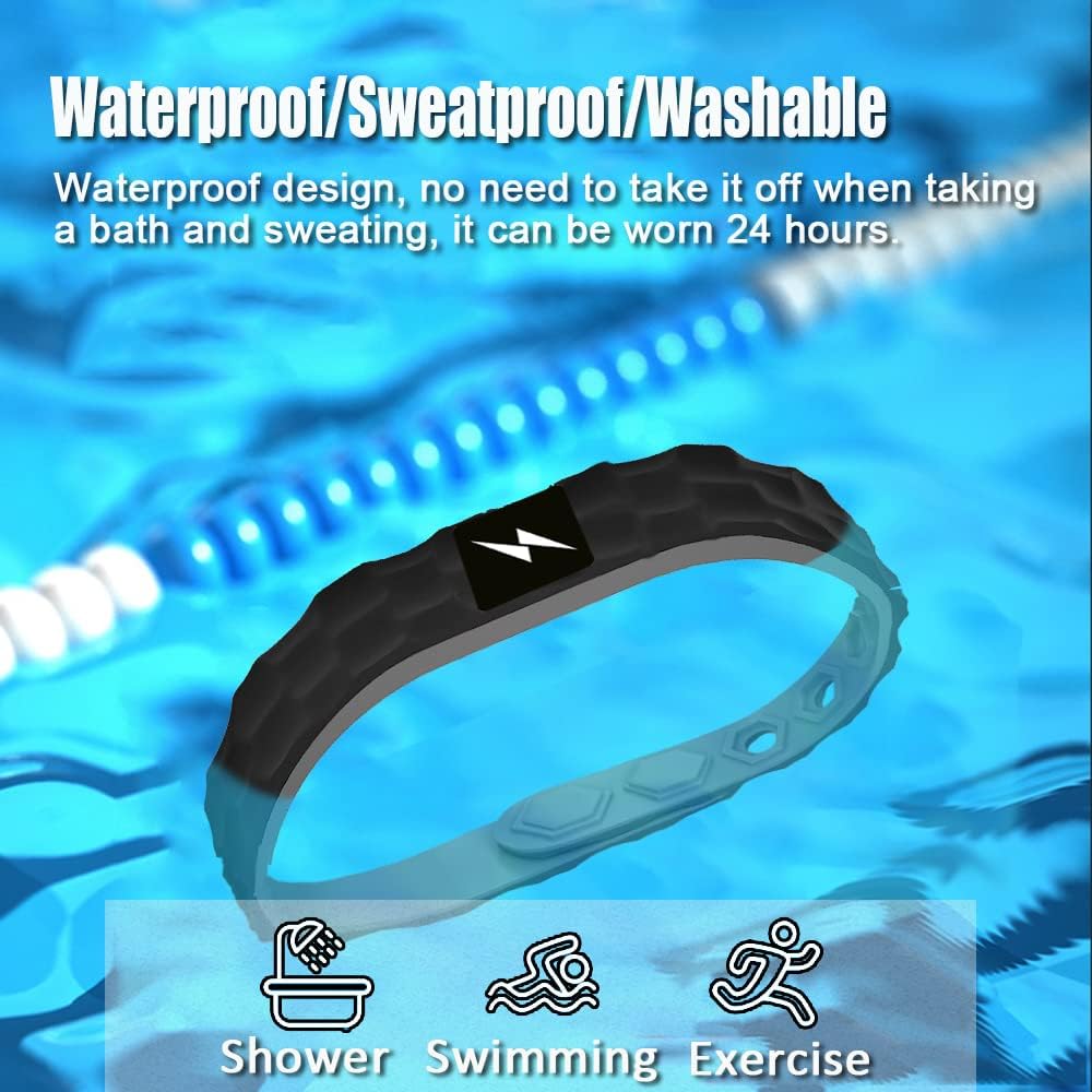 Anti Static Wristband, Black Sport Power Balance Silicone Bracelet, Anion Germanium Winter Electrostatic Removal Rubber Wrist Strap for Men Women