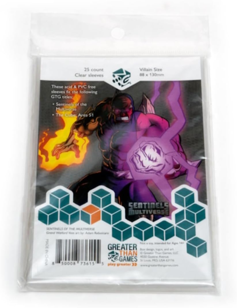 Greater Than Games Fundas para cartas de juego de mesa de tamaño grande  villano, 3.465 in x 5.118 in, 25 fundas transparentes