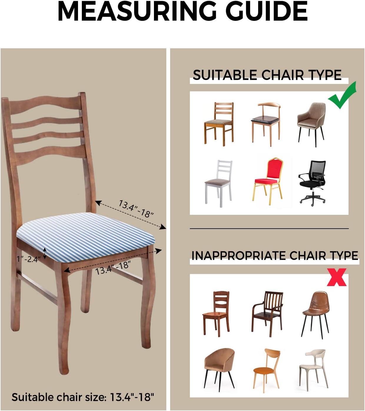 Juego de 6 fundas de asiento elásticas para sillas de comedor, color azul y blanco, a rayas finas degradadas, extraíbles y lavables, para oficina,
