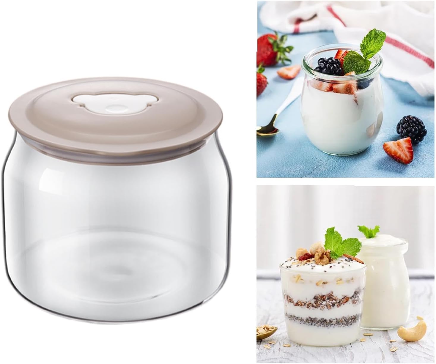 KLKCMS Separador de suero de leche de nueces, filtro de yogur griego, filtro de yogur para yogur pequeño postre mermeladas caseras, botella con tapa