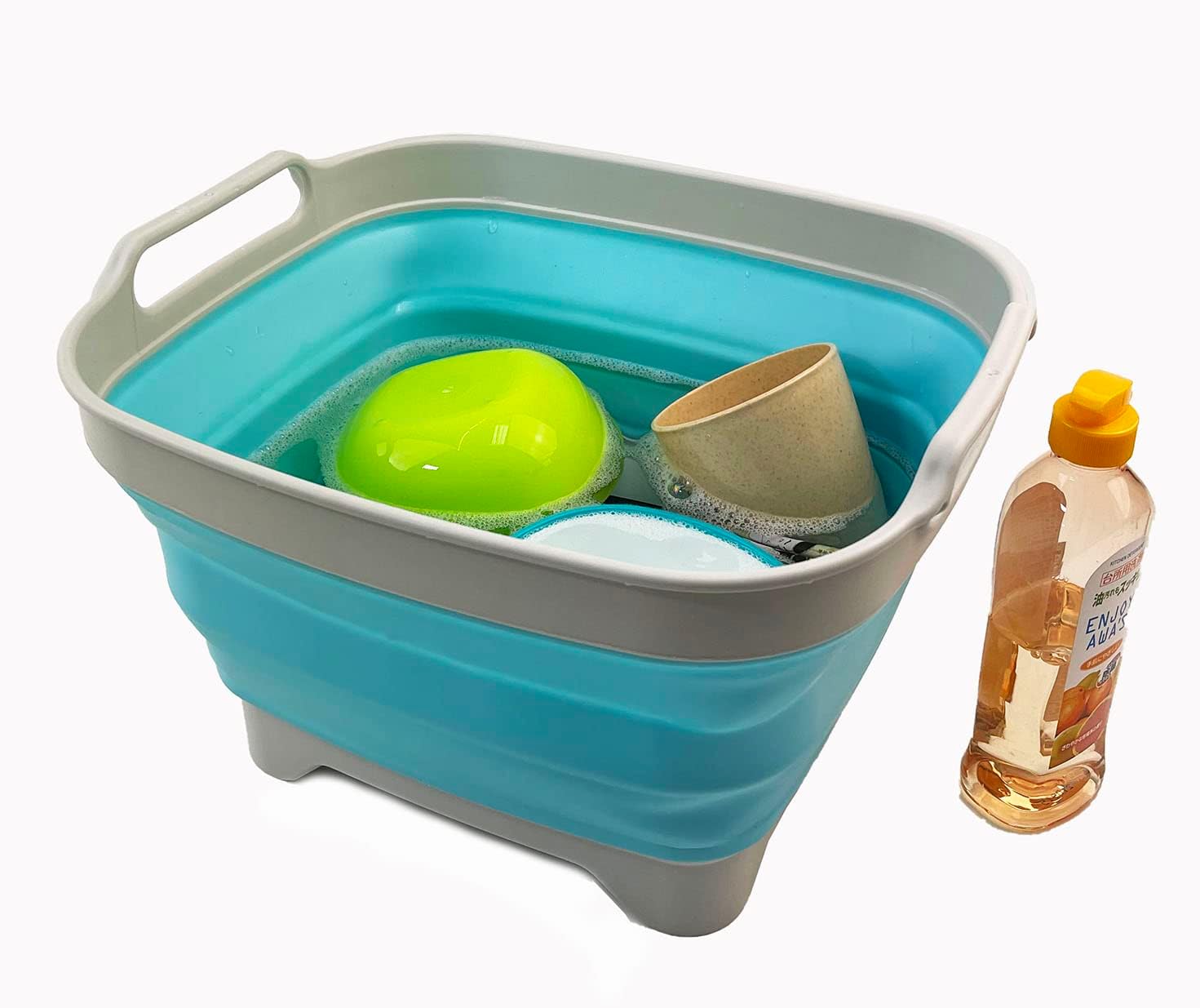 SAMMART Sartén plegable de 7.5 L (2 galones) con tapón de drenaje, lavabo de lavado plegable, tina portátil para lavar platos, ahorro de espacio