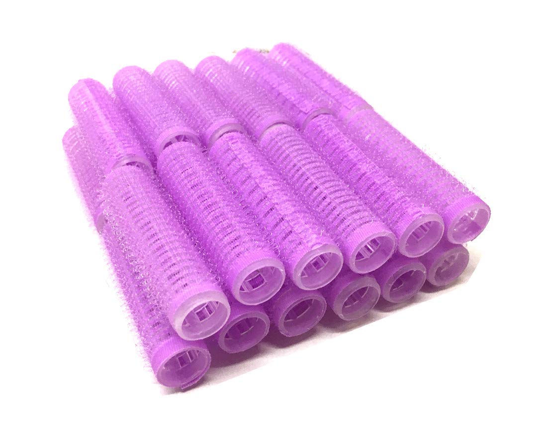 Mini rodillos pequeños para el cabello, auto agarre, ventilados, profesionales, rizadores de peluquería, color morado, 24 unidades