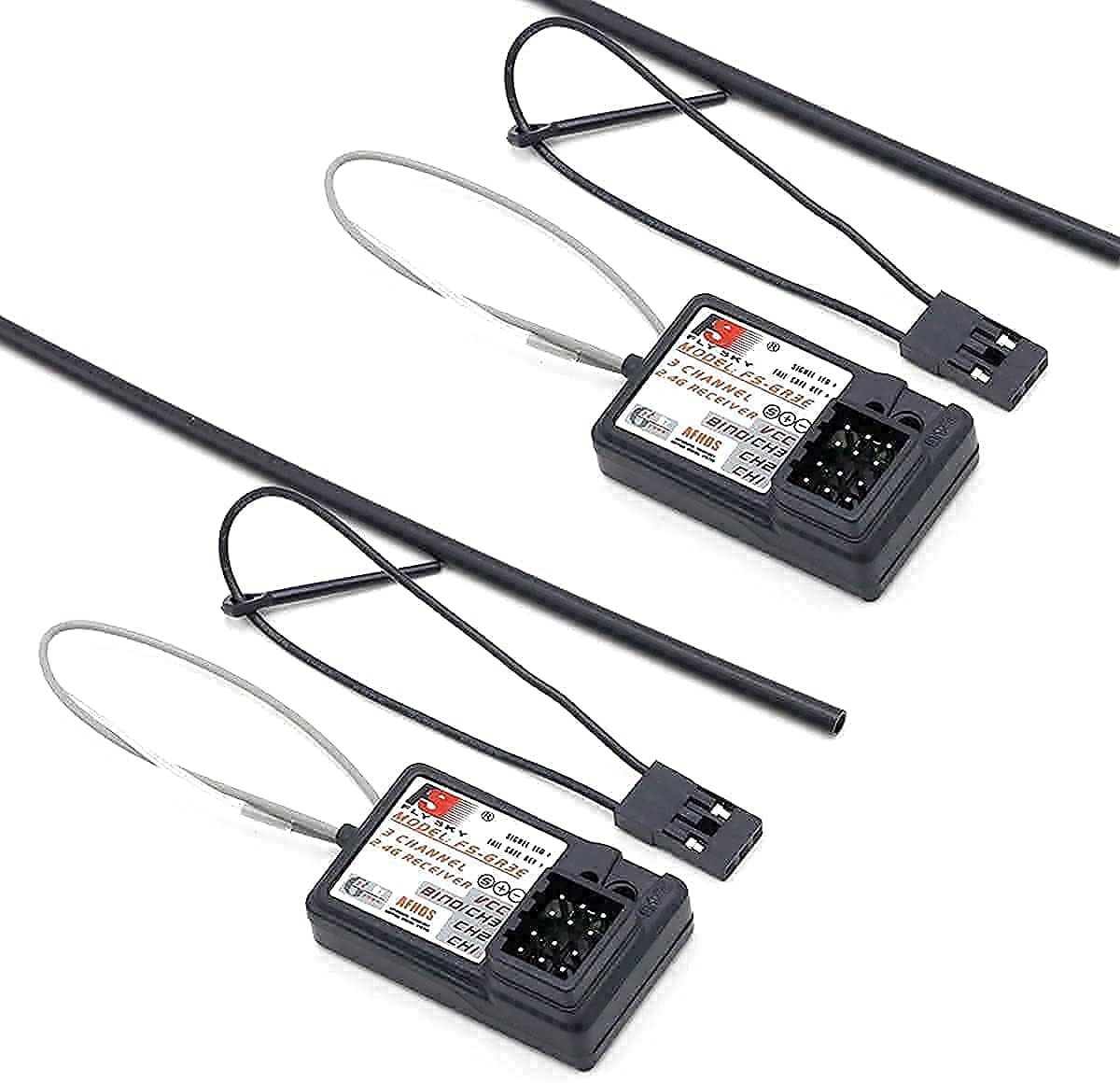 Flysky FS-GR3E AFHDS 2.4G – Receptor de 3 canales con seguro de fallos para FS-GT2 FS-GT2B FS-GT3B FS-GT3C FZ-IT4S RC – Camión barco (2PCS-FS-GR3E)