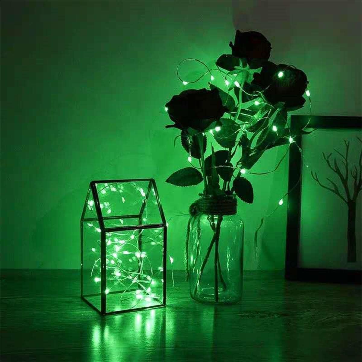 Yalilong Paquete de 2 luces LED con función de temporizador, funciona con pilas, mini luces de hadas para fiestas en el hogar, Navidad, Halloween,