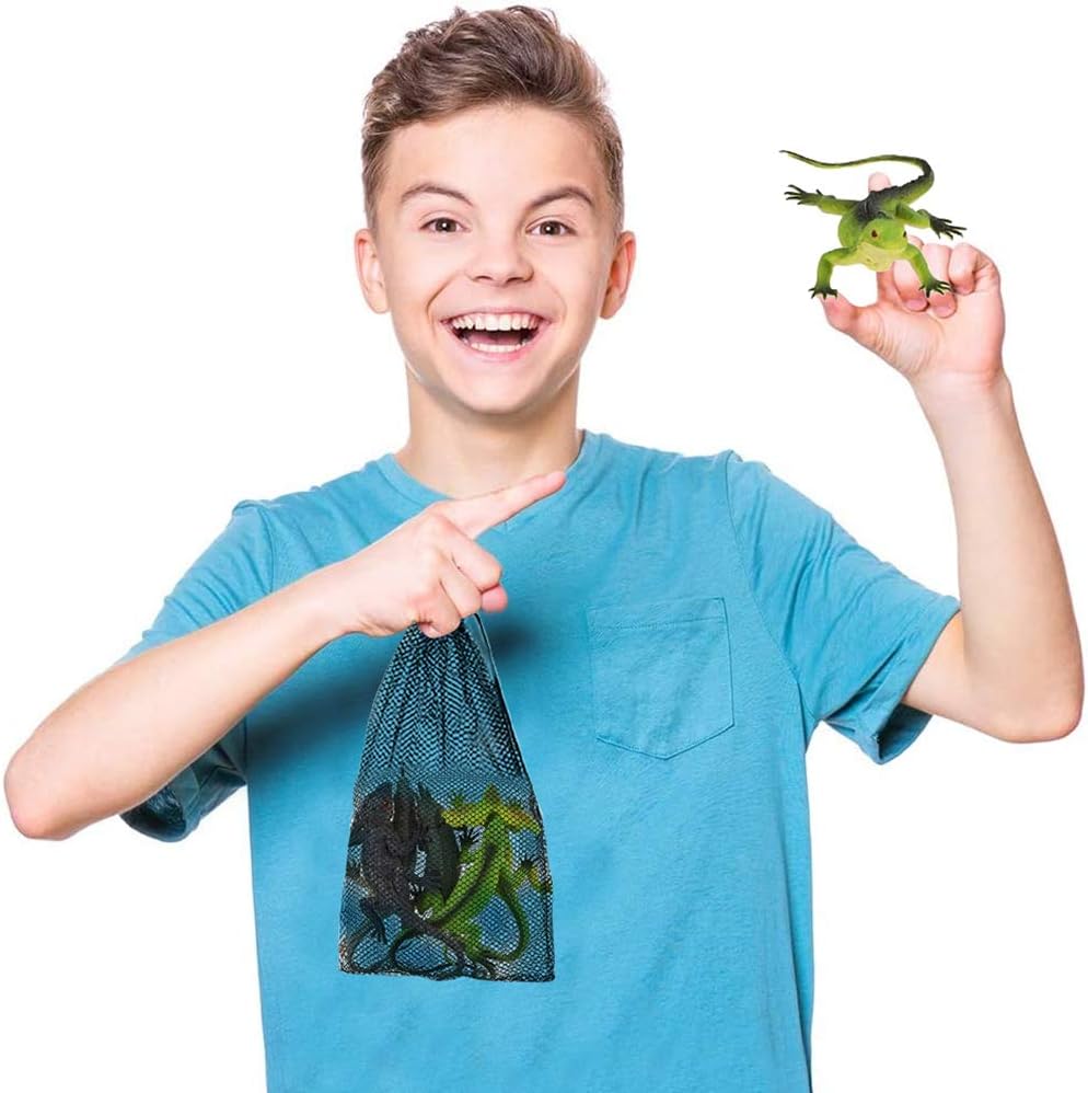 ArtCreativity Surtido de figuras de reptiles en bolsa de malla, paquete de 5 figuras de reptiles en varios diseños, juguetes de agua de baño para