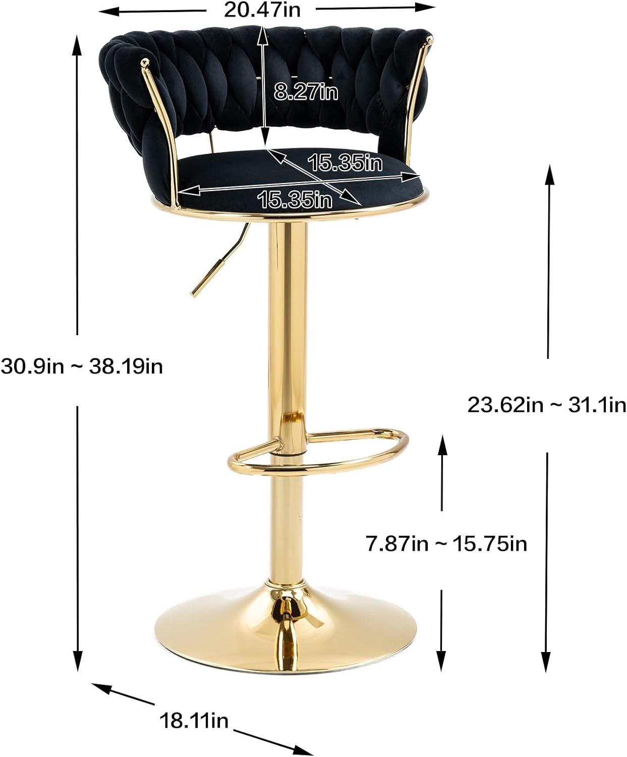 Deolme Taburetes de bar giratorios de terciopelo, taburetes de bar ajustables de altura de mostrador, taburetes de bar modernos con respaldo