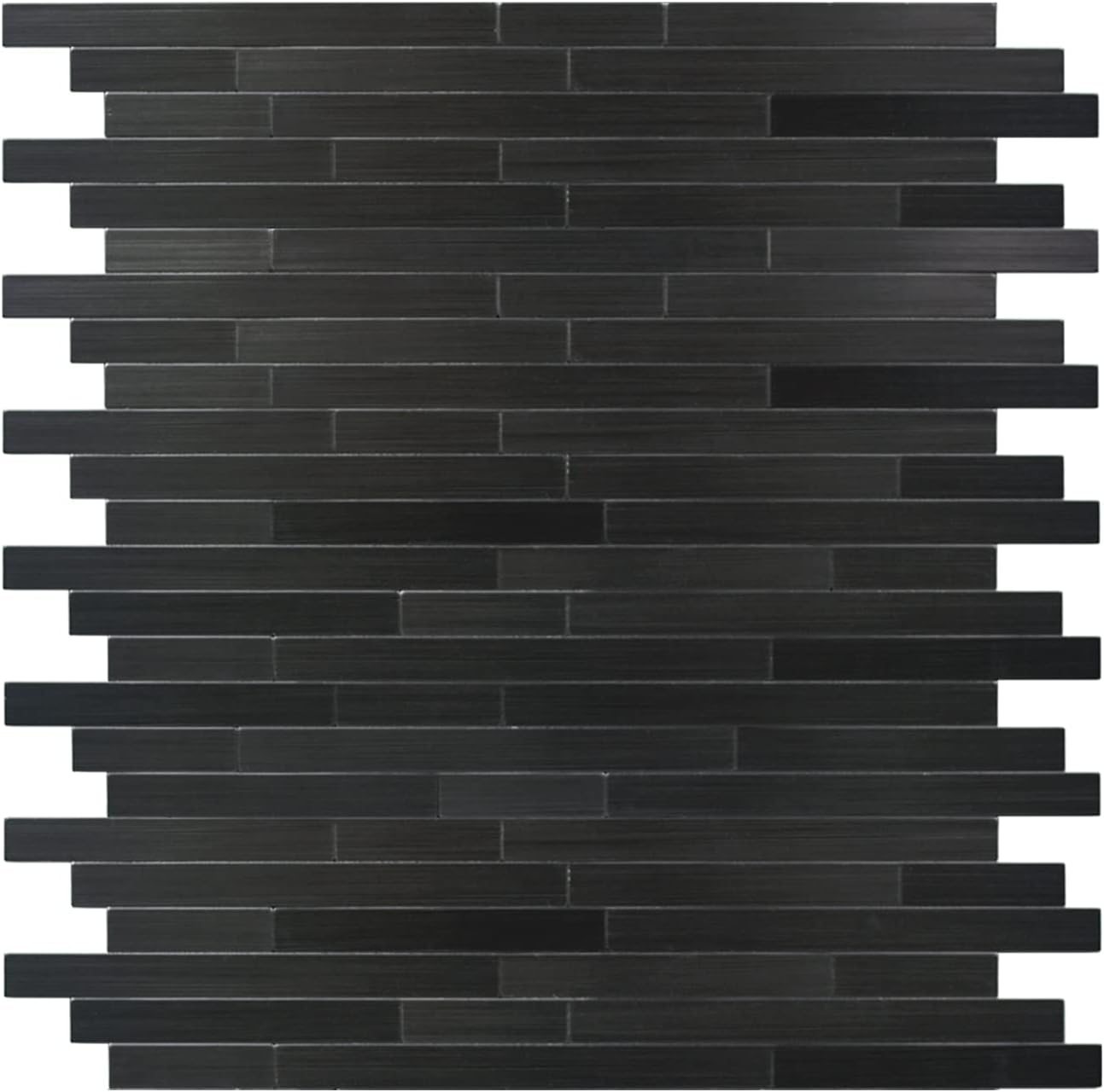 Azulejo de metro lineal para salpicaduras de pared de color negro, superficie de metal de aluminio autoadhesiva, azulejos de pared para cocina y