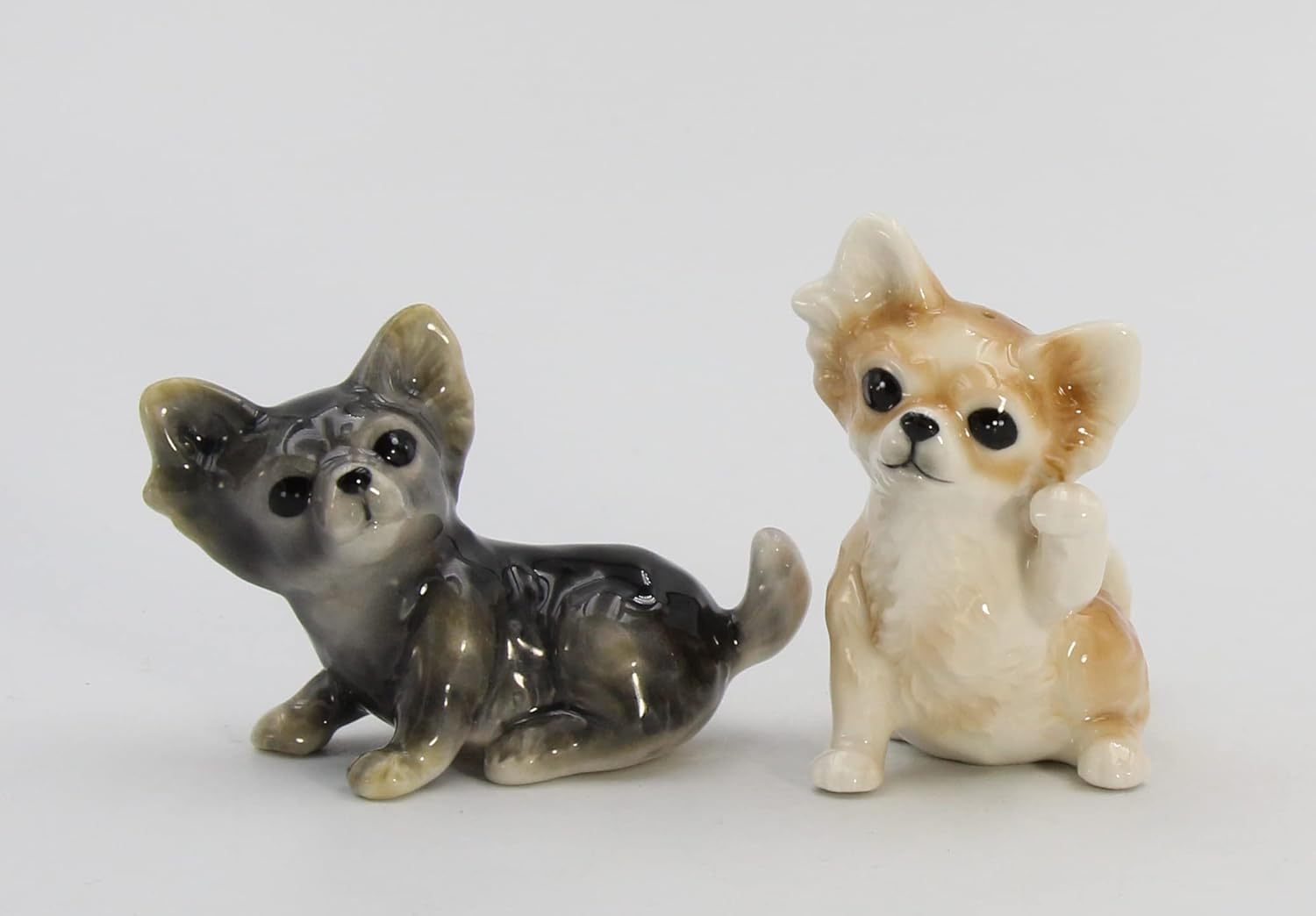 Juego de salero y pimentero de cerámica de porcelana fina para perros Chihuahua, 3-12 pulgadas de largo