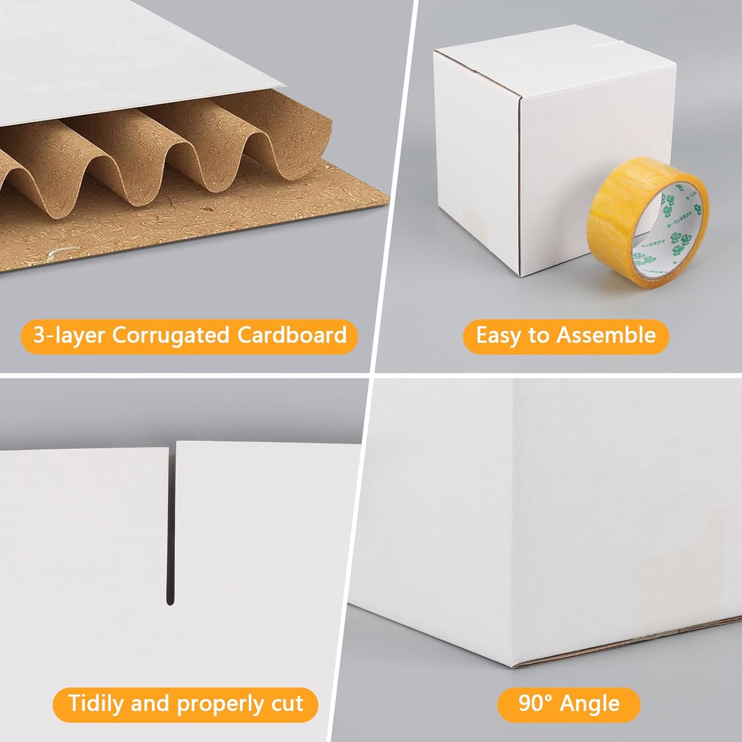 Cajas de envío de 7 x 5 x 4 pulgadas, paquete de 50 cajas de cartón corrugado color blanco para embalaje de pequeñas empresas, mudanza, correo