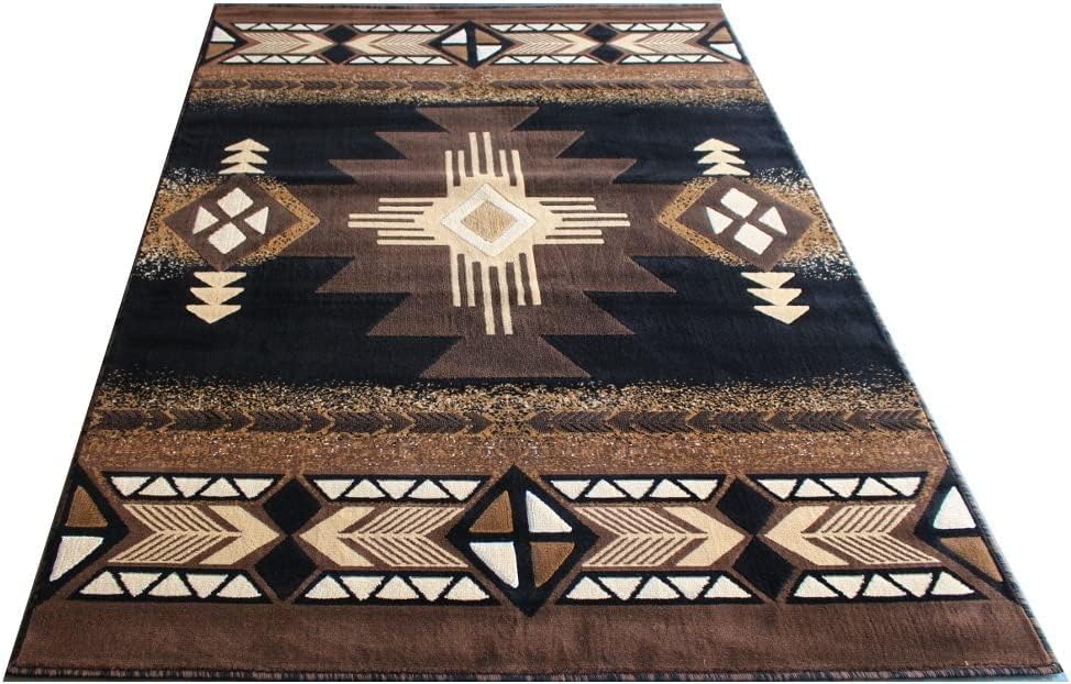 YHSF South West – Alfombra nativa americana C318 (negro, 3 pies x 4 pies 7 pulgadas)