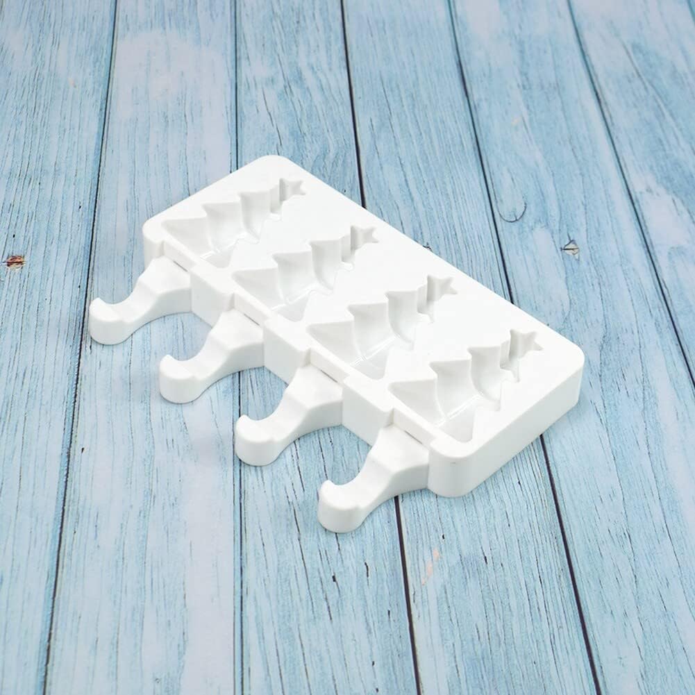 Moldes de paletas con forma de árbol de Navidad, moldes de silicona para paletas de 4 cavidades para niños y adultos, moldes para helados, moldes
